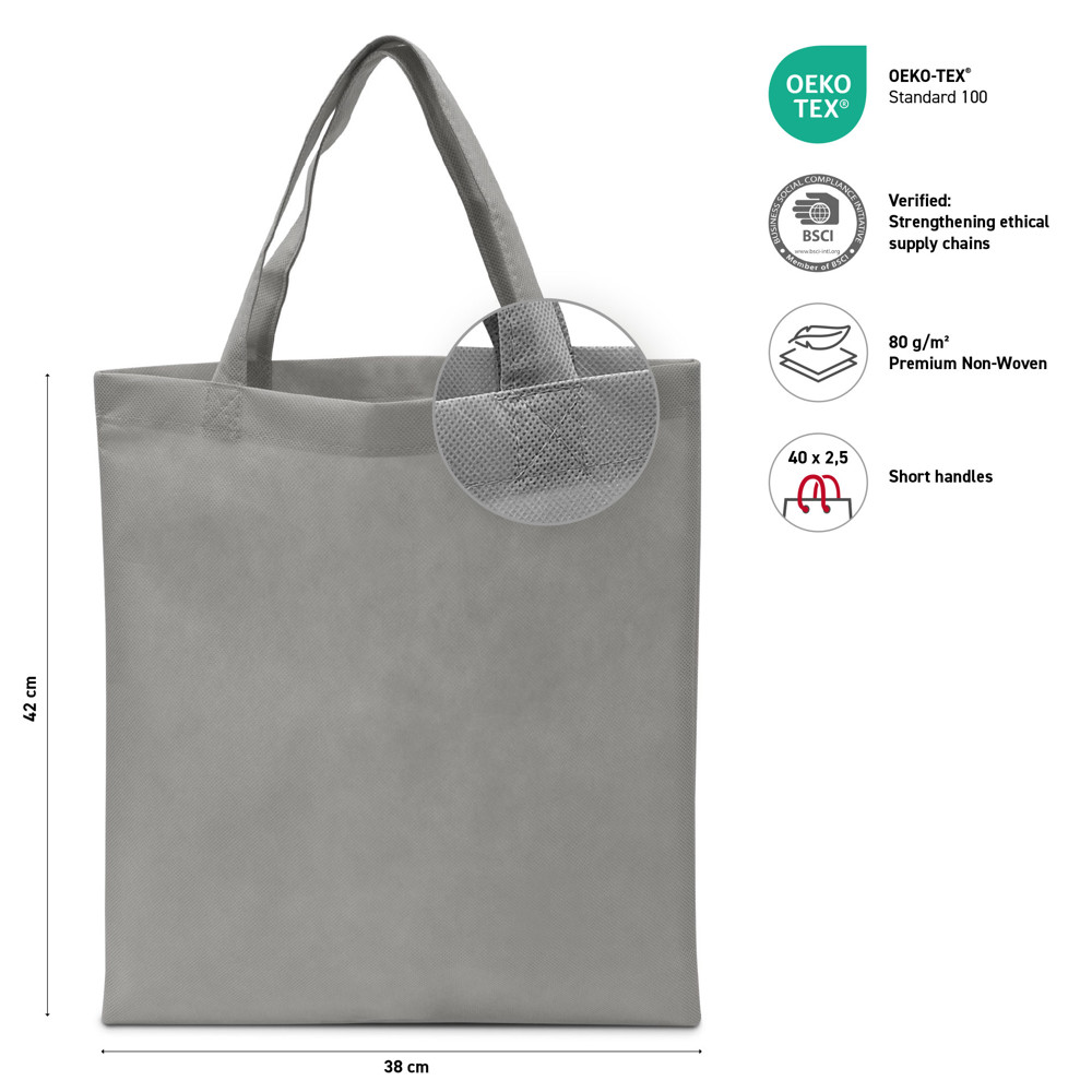 WIEN – Tote bag with short handles | Grey | A1288-50-60