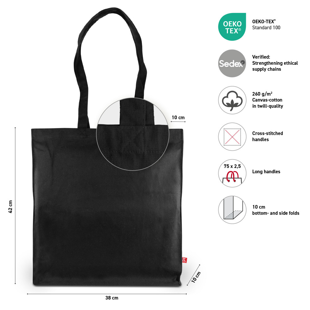 TORONTO – Canvas-Tasche mit Boden- und Seitenfalte sowie langen Henkeln